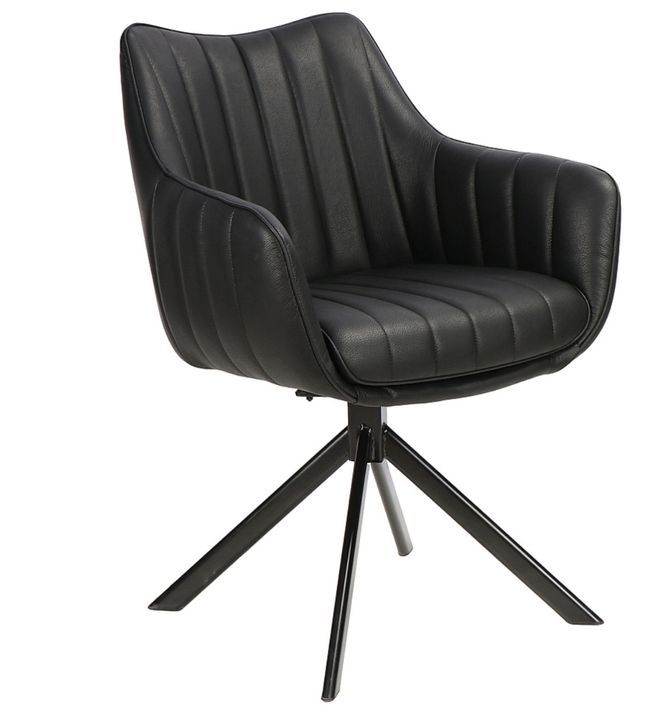 Chaise de salle à manger pivotante à 180° cuir synthétique et acier noir Binka - Photo n°1