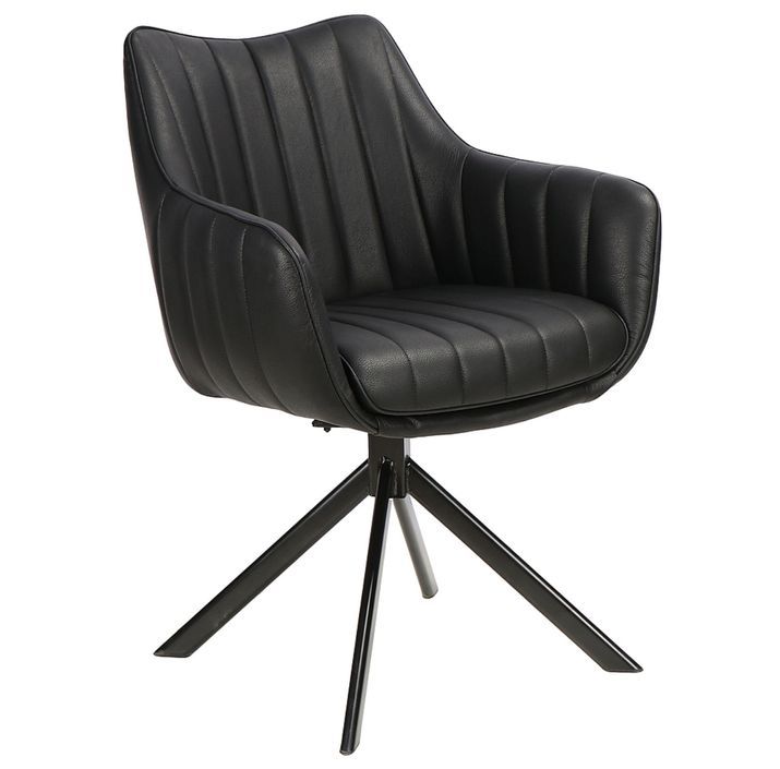 Chaise de salle à manger pivotante à 180° cuir synthétique et acier noir Binka - Photo n°2