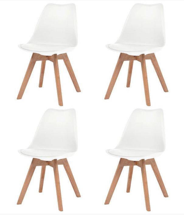 Chaise de salle à manger polypropylène et coussin simili cuir blanc Kitoa - Lot de 4 - Photo n°2