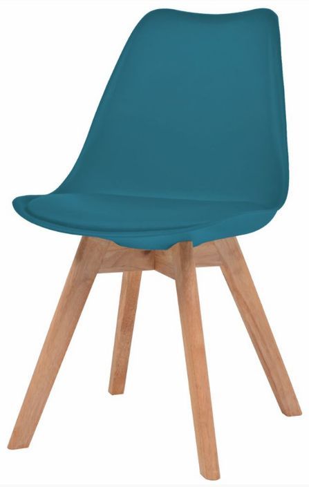 Chaise de salle à manger polypropylène et coussin simili cuir bleu canard Kitoa - Lot de 2 - Photo n°1