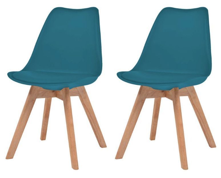 Chaise de salle à manger polypropylène et coussin simili cuir bleu canard Kitoa - Lot de 2 - Photo n°2