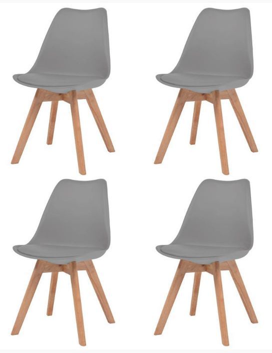 Chaise de salle à manger polypropylène et coussin simili cuir gris Kitoa - Lot de 4 - Photo n°2