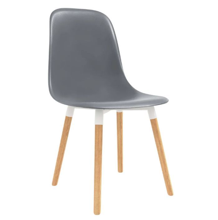 Chaise de salle à manger polypropylène gris et bois massif clair Creativ - Lot de 2 - Photo n°1