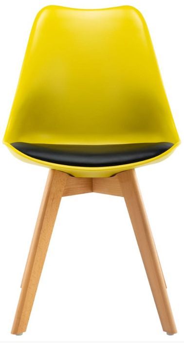 Chaise de salle à manger polypropylène jaune et coussin simili cuir Kitoanoir - Lot de 2 - Photo n°4