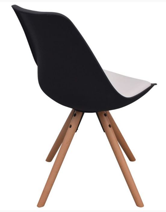 Chaise de salle à manger polypropylène noir et coussin simili cuir blanc Gere - Lot de 6 - Photo n°4