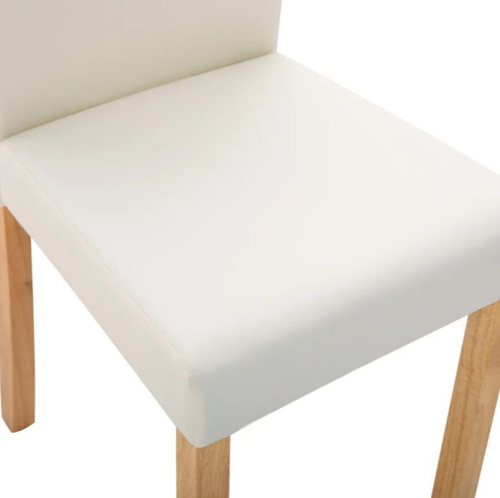 Chaise de salle à manger simili cuir beige et bois clair Hertie - Lot de 2 - Photo n°7