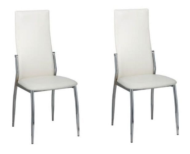 Chaise de salle à manger simili cuir blanc et pieds métal chromé Cherish - Lot de 2 - Photo n°1