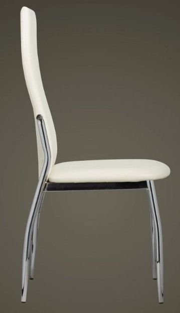 Chaise de salle à manger simili cuir blanc et pieds métal chromé Cherish - Lot de 2 - Photo n°4