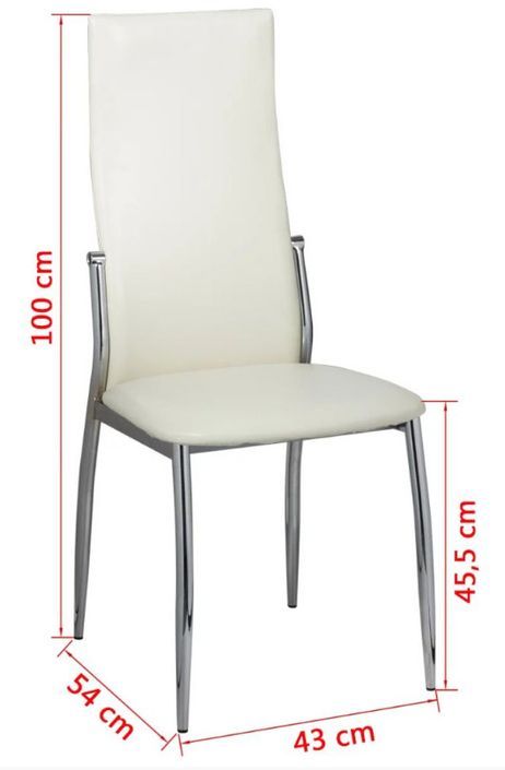 Chaise de salle à manger simili cuir blanc et pieds métal chromé Cherish - Lot de 2 - Photo n°5