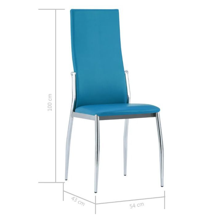 Chaise de salle à manger simili cuir bleu et métal chromé Angie - Lot de 2 - Photo n°7