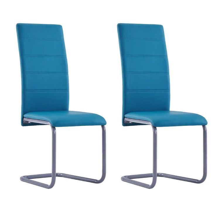 Chaise de salle à manger simili cuir bleu et métal gris Feedy - Lot de 2 - Photo n°1