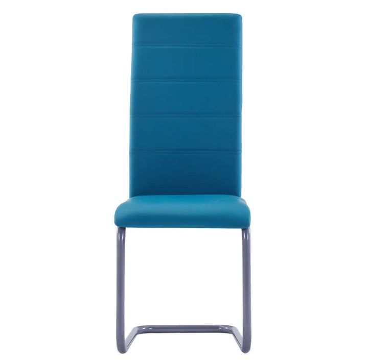 Chaise de salle à manger simili cuir bleu et métal gris Feedy - Lot de 2 - Photo n°3