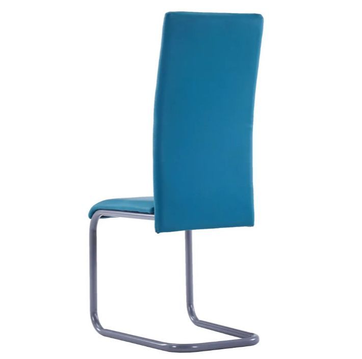 Chaise de salle à manger simili cuir bleu et métal gris Feedy - Lot de 2 - Photo n°5