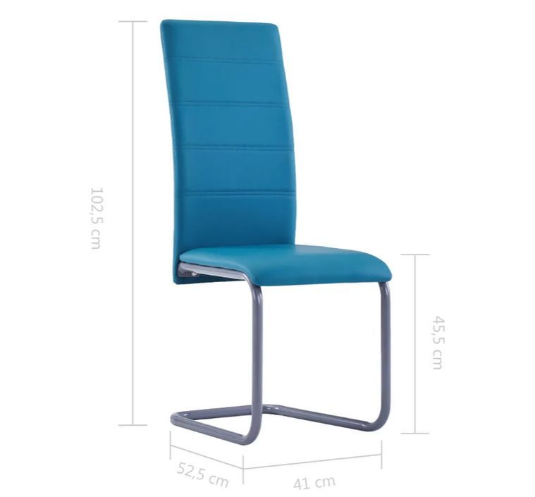 Chaise de salle à manger simili cuir bleu et métal gris Feedy - Lot de 4 - Photo n°6
