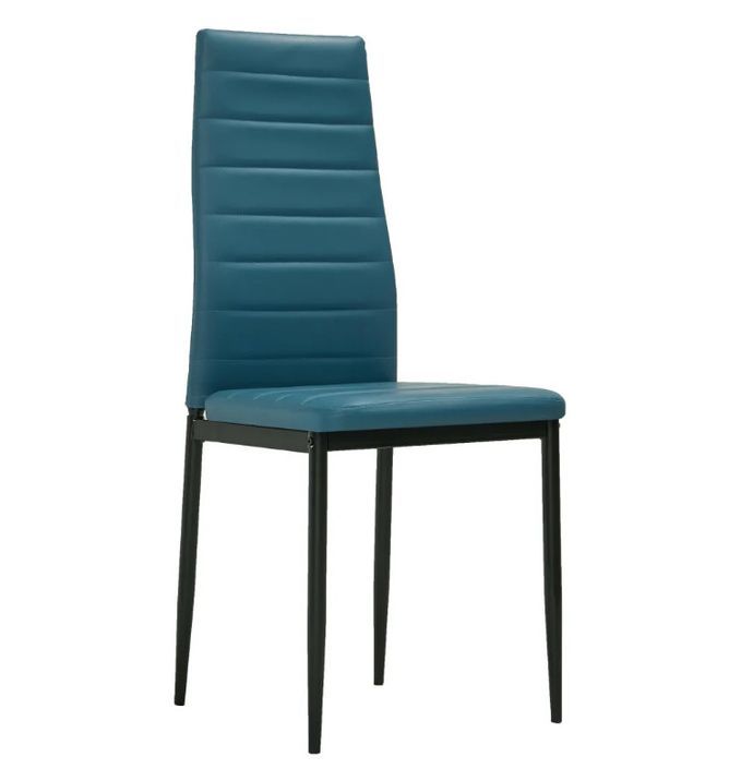 Chaise de salle à manger simili cuir bleu marine et métal noir Melky - Lot de 2 - Photo n°2