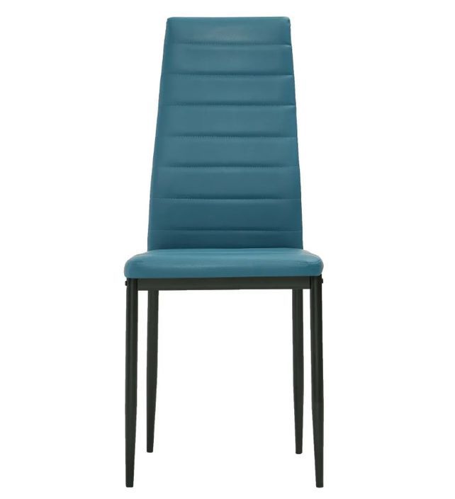 Chaise de salle à manger simili cuir bleu marine et métal noir Melky - Lot de 2 - Photo n°3