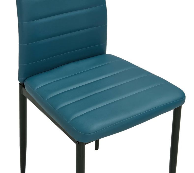 Chaise de salle à manger simili cuir bleu marine et métal noir Melky - Lot de 2 - Photo n°7