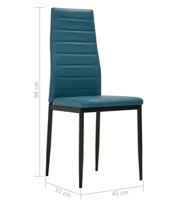Chaise de salle à manger simili cuir bleu marine et métal noir Melky - Lot de 2 - Photo n°8