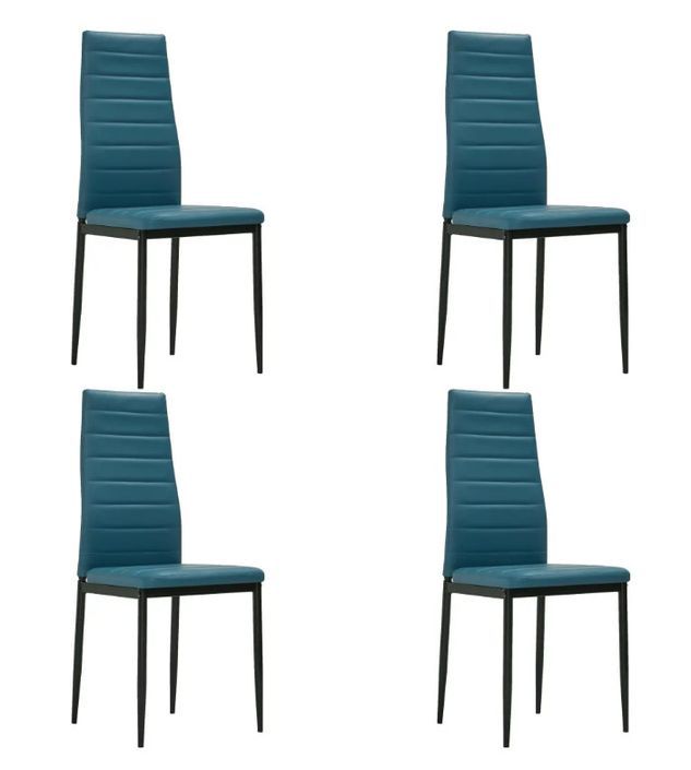 Chaise de salle à manger simili cuir bleu marine et métal noir Melky - Lot de 4 - Photo n°1