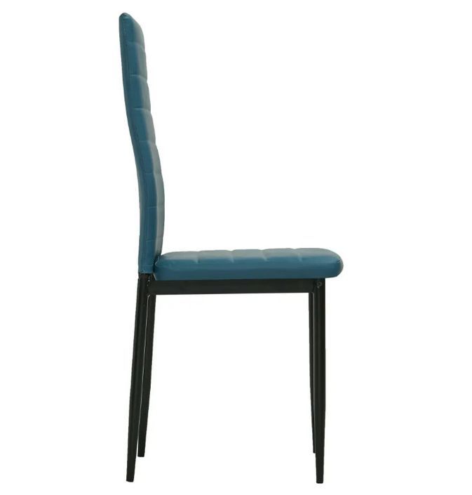 Chaise de salle à manger simili cuir bleu marine et métal noir Melky - Lot de 4 - Photo n°4