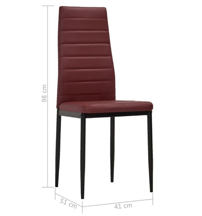 Chaise de salle à manger simili cuir bordeaux et métal noir Melky - Lot de 4 - Photo n°8