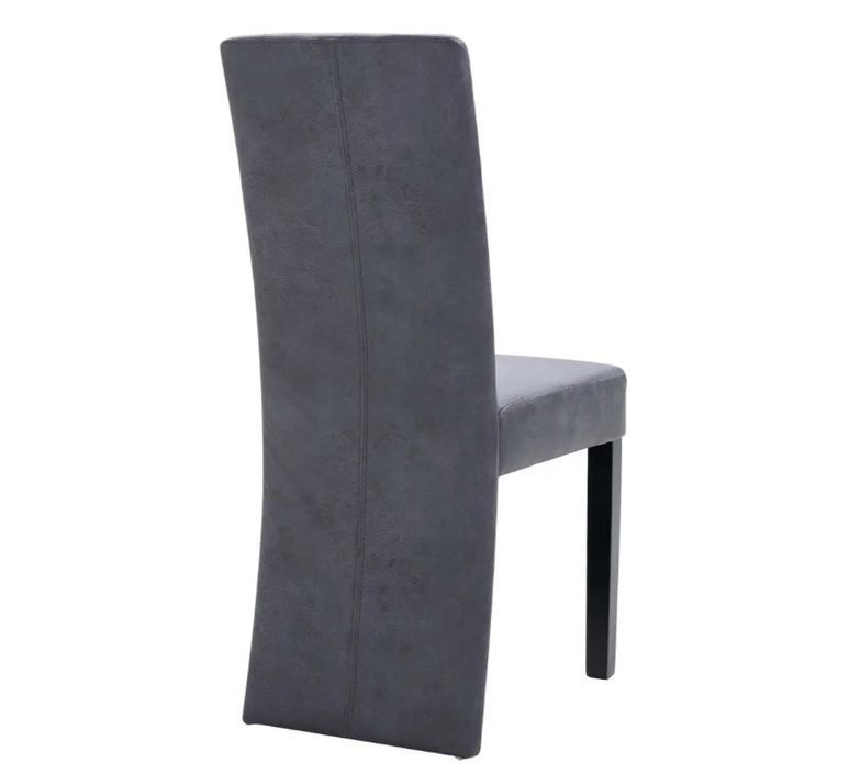 Chaise de salle à manger simili cuir daim gris et bois noir Conor - Lot de 4 - Photo n°6