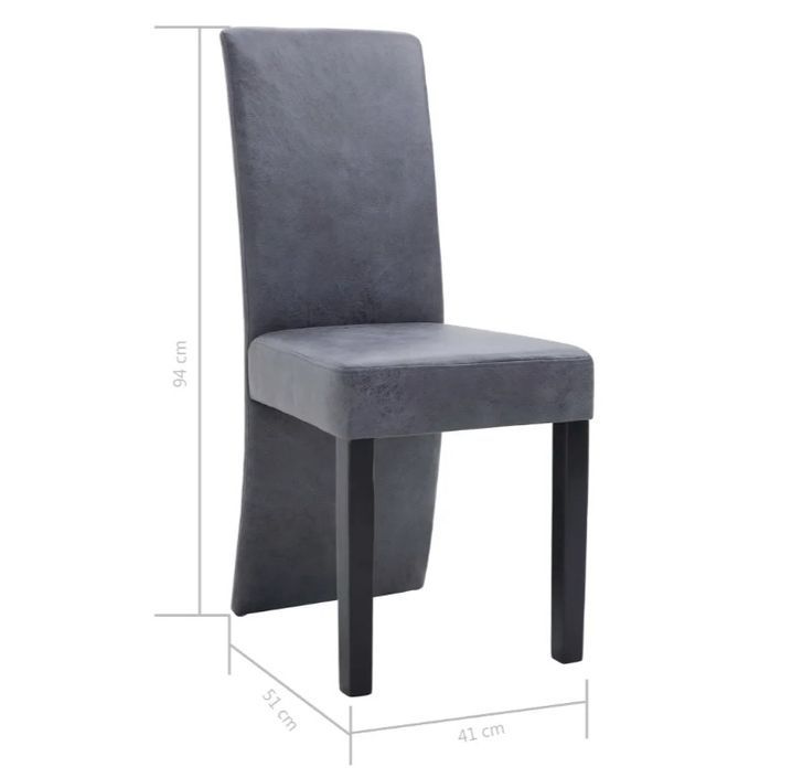 Chaise de salle à manger simili cuir daim gris et bois noir Conor - Lot de 4 - Photo n°7