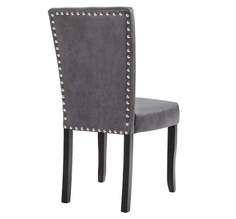 Chaise de salle à manger simili cuir daim gris et bois noir Kelly - Lot de 2 - Photo n°5