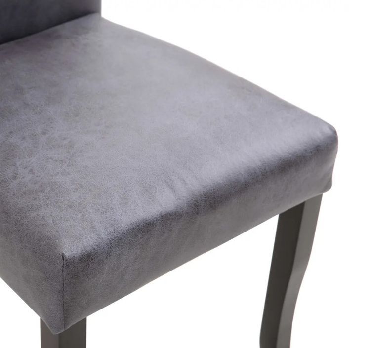 Chaise de salle à manger simili cuir daim gris et bois noir Kelly - Lot de 2 - Photo n°6