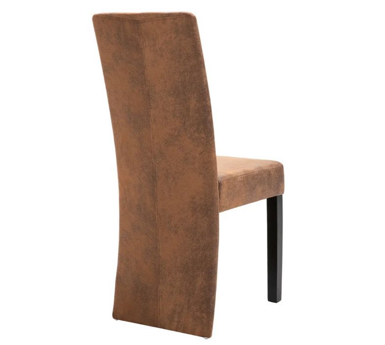 Chaise de salle à manger simili cuir daim marron et bois noir Conor - Lot de 2 - Photo n°4
