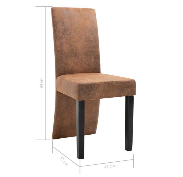 Chaise de salle à manger simili cuir daim marron et bois noir Conor - Lot de 2 - Photo n°7