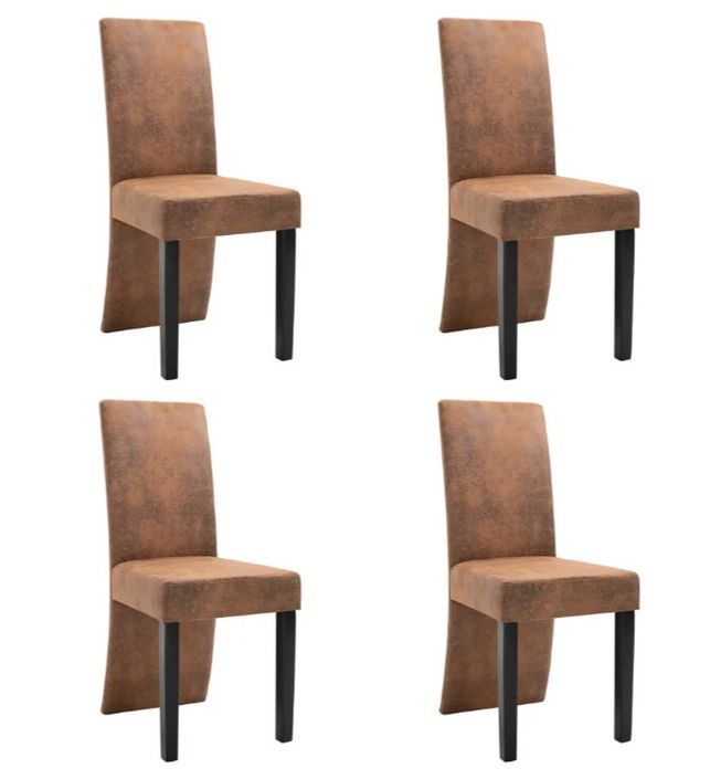 Chaise de salle à manger simili cuir daim marron et bois noir Conor - Lot de 4 - Photo n°1