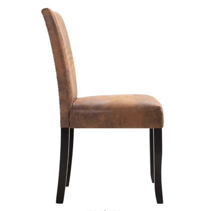 Chaise de salle à manger simili cuir daim marron et bois noir Kelly - Lot de 2 - Photo n°4