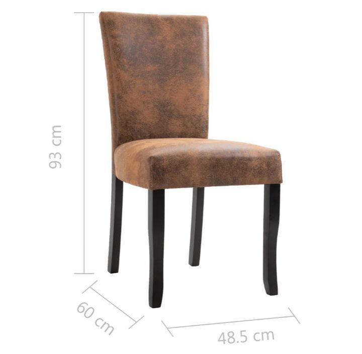 Chaise de salle à manger simili cuir daim marron et bois noir Kelly - Lot de 2 - Photo n°7