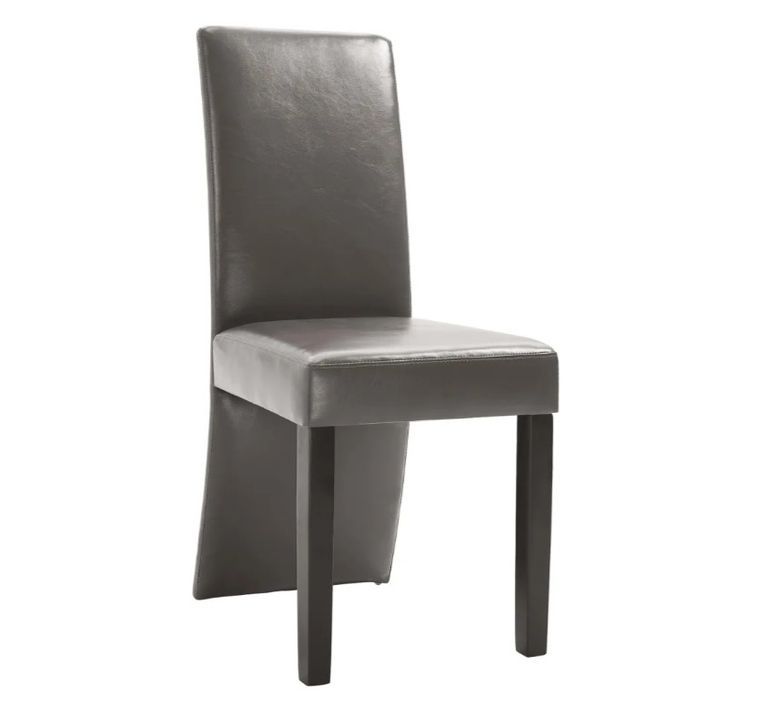 Chaise de salle à manger simili cuir gris et bois noir Conor - Lot de 2 - Photo n°2