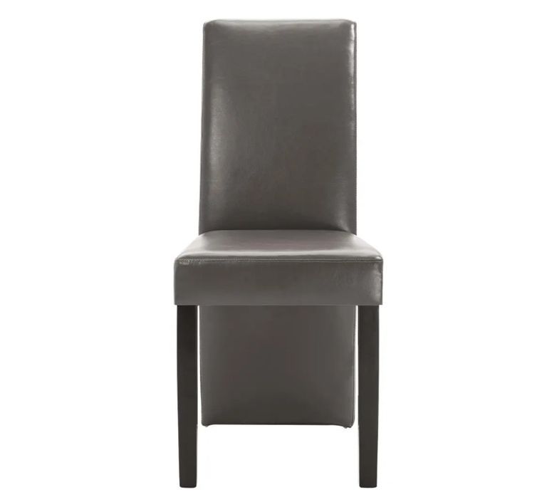 Chaise de salle à manger simili cuir gris et bois noir Conor - Lot de 2 - Photo n°3
