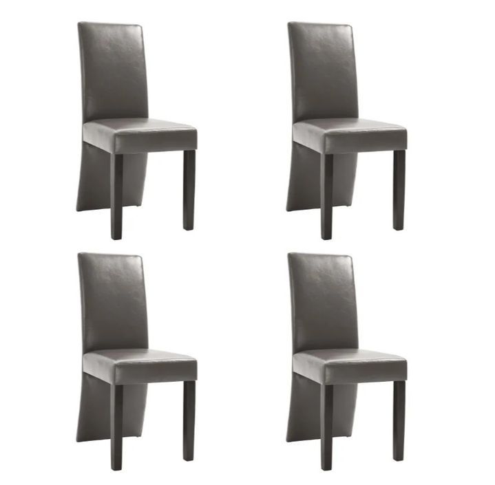Chaise de salle à manger simili cuir gris et bois noir Conor - Lot de 4 - Photo n°1