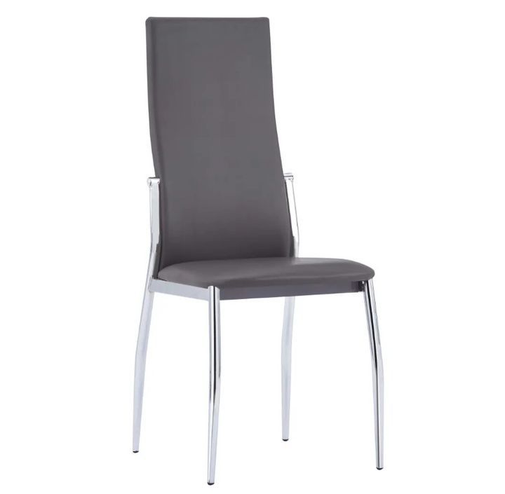Chaise de salle à manger simili cuir gris et métal chromé Angie - Lot de 4 - Photo n°2