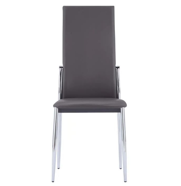 Chaise de salle à manger simili cuir gris et métal chromé Angie - Lot de 4 - Photo n°3