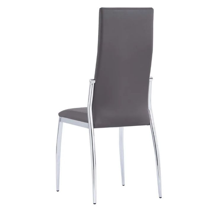 Chaise de salle à manger simili cuir gris et métal chromé Angie - Lot de 4 - Photo n°5