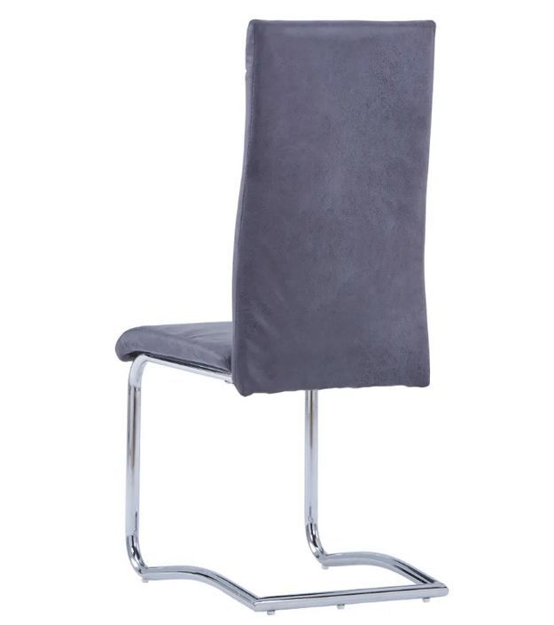 Chaise de salle à manger simili cuir gris et métal chromé Patchou - Lot de 4 - Photo n°5