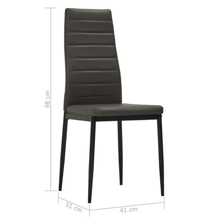Chaise de salle à manger simili cuir gris et métal noir Melky- Lot de 4 - Photo n°8