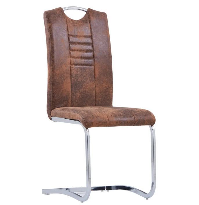 Chaise de salle à manger simili cuir marron et métal chromé Divine - Lot de 2 2 - Photo n°2