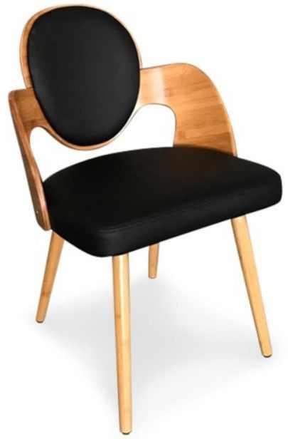Chaise de salle à manger simili cuir noir et bois clair Gate - Lot de 2 - Photo n°2