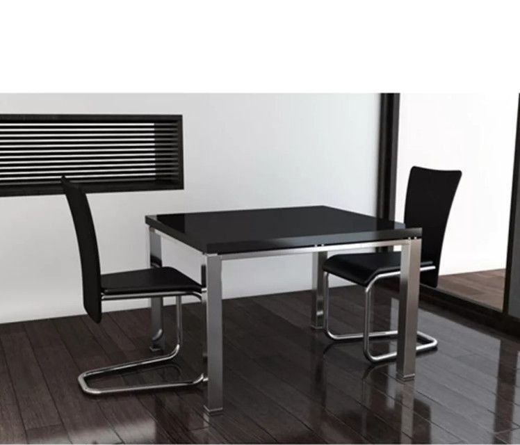 Chaise de salle à manger simili cuir noir et métal chromé Reko - Lot de 2 - Photo n°2