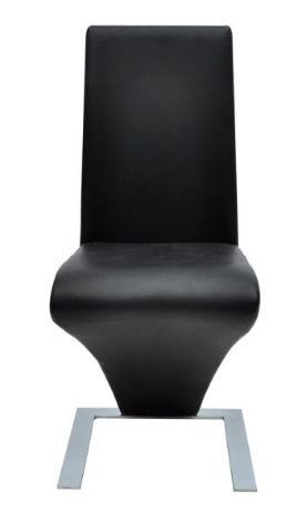 Chaise de salle à manger simili cuir noir et pieds métal chromé Typh - Lot de 4 - Photo n°2