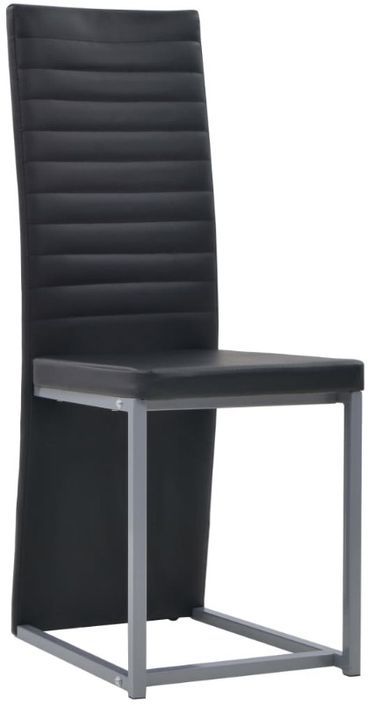 Chaise de salle à manger simili cuir noir et pieds métal gris Lim - Lot de 2 - Photo n°1