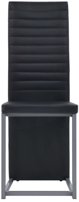 Chaise de salle à manger simili cuir noir et pieds métal gris Lim - Lot de 2 - Photo n°3