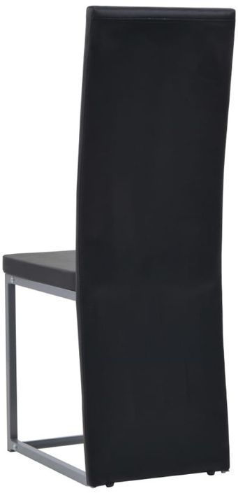 Chaise de salle à manger simili cuir noir et pieds métal gris Lim - Lot de 2 - Photo n°5