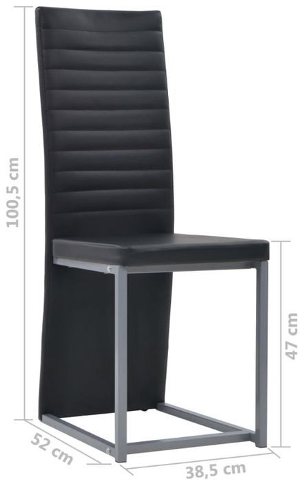 Chaise de salle à manger simili cuir noir et pieds métal gris Lim - Lot de 2 - Photo n°6